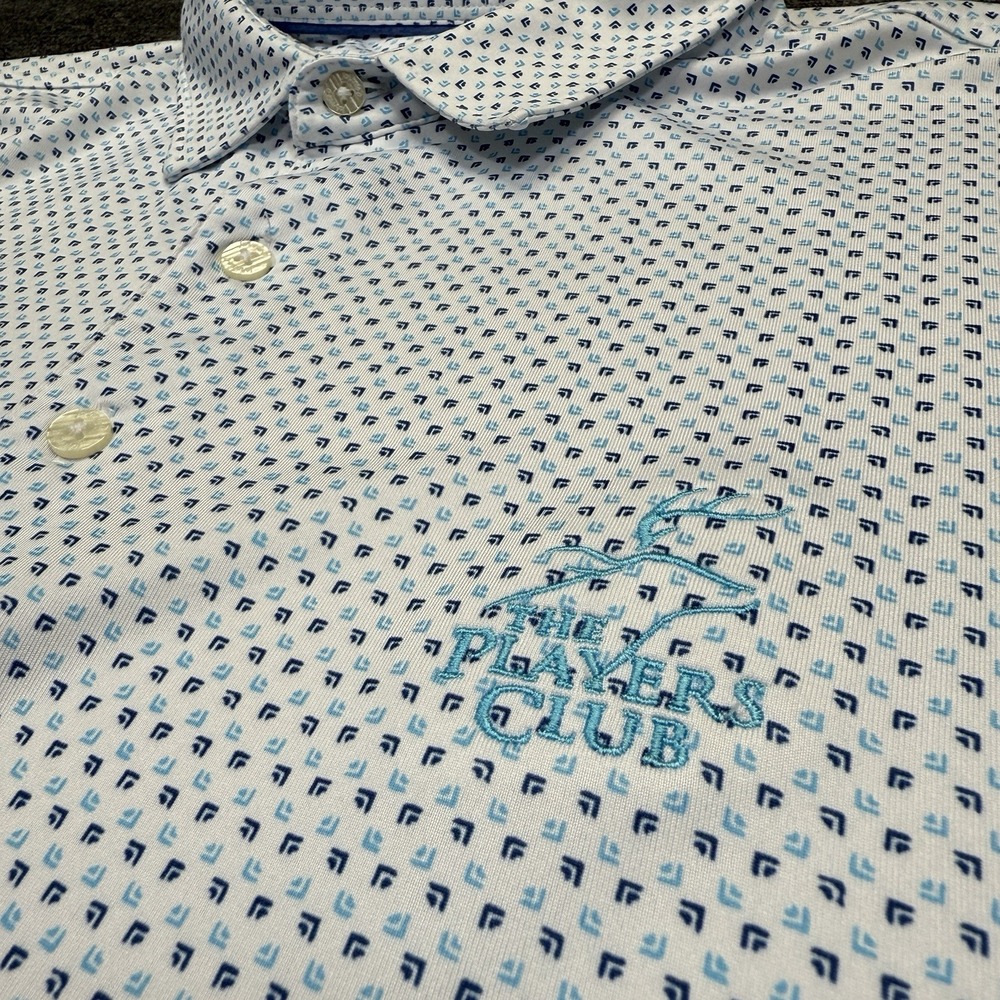 Johnnie O‎ Polo Shirt Mens XL White Geometric Performance Golf Players Club